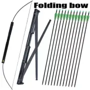 Archery 60" Folding Longbow Hunting Tactical Survival Bow & 12pcs Carbon Arrows