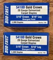 2 Boxes Duo-Fast CarpetPro 5418D 9/16" Electric Tacker Staples, 5000 Per Box