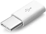 Micro USB Female to USB 3.1 Type-C Male Converter USB-C Data Cable OTG Adapter 3 (White)