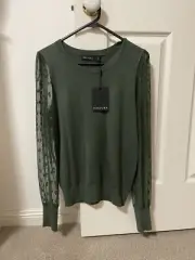 Decjuba Mandy Lace Sleeve Knit Top Size Small