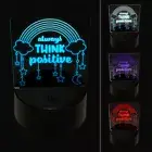 Always Think Positive Rainbow Stars Moon 3D Illusion LED Night Light Sign Lamp