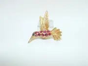 18k Yellow Gold Natural ruby and Blue Sapphire pin