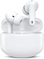 HISOOS Wireless Earbuds Bluetooth Active Noise Cancelling Headphone Wireless Ear Buds in-Ear Headphones with Charging Case IPX7 Waterproof Earphones for iPhone Android,Music Game Call (White)