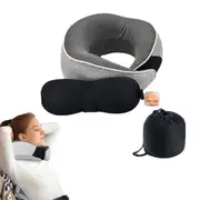 Travel Pillow Memory Foam Neck Pillow Set with Eye Mask Earplugs Carry Bag