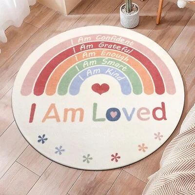 Topotdor Boho Rainbow Round Rug,Washable Kids Rug Ultra Soft Colorful Nursery...