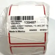 PDC 139487 Label Direct Thermal 1"C (MO) 2x1.25 White/Red 1050/RL Perm (3-Pack)