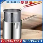 Tempura Fryer Pan with Strainer Basket Stainless Steel Fry Pot Milk Warmer Pot