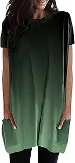 [Generic] Summer Tops Baggy Going Out Round Neck Plus Size Fashion Tops for Women, Army Green, X-Large