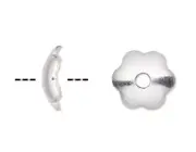 Bead Cap, 300 Silver Plated Steel 5x1.5mm Smooth Flower to Fit 6-8mm Beads
