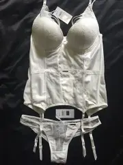 BRAS N THINGS AUTHENTIC PLAYBOY DESTINA CORSETS + MATCHING BRAZILIAN SET 10B/8