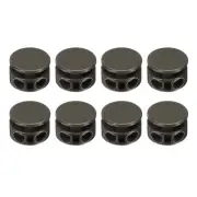 8Pcs Round Cord Locks, 4mm Metal Double Hole Spring Toggle Stopper, Coffee