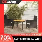Outdoor Dining Set Cushions Black Cream White 3 Piece Poly Rattan 4833