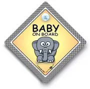 Baby on Board Sign, ELEPHANT, Elephant Baby Car Sign, Suction Cup Car Sign