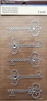 RECOLLECTIONS Rhinestone Stickers - CLEAR SKELETON KEYS - 5 pcs