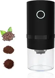 Household Grains Grinder with Cleaning Brush, Cordless Electric Coffee Grinder Adjustable Coarseness USB Rechargeable Coffee Bean Grinder for Travel Camping Office Kitchen,Black