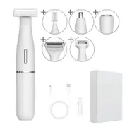 6 in 1 Men's Intimate Area Precision Shaver Bikini Line Sensitive Pubic Hair Shaver Face Nose Beard Trimmer