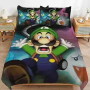 a1360 Luigi\'s Mansion Duvet Cover Set, 3 Piece Bedding Set 86x70" Double Sided Printing Decorative Comforter Cover Set (1 Duvet Cover + 2 Pillow Shams