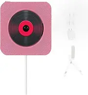 Bluetooth CD Player,Wall Mounted CD Player,Portable CD Player,with Remote Control FM Radio USB,Player Home Audio, Bluetooth Built-in HiFi Speakers,for Home,Pink