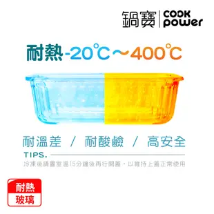 【CookPower鍋寶】耐熱玻璃防滑保鮮盒770ML-圓形