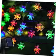 100 LED Solar Christmas Snowflake Lights Outdoor, 100 LED Snowflake Multicolor
