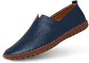 [mitvr] Men's Genuine Leather Loafer Shoes Slip On Soft Walking Shoes Perforated Driving Shoes