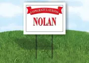 NOLAN CONGRATULATIONS RED BANNER 18in x 24in Yard sign with Stand