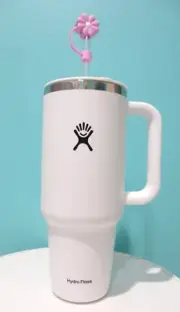 Hydro Flask All Around Travel Tumbler Mug 40 oz White Straw Flower Straw Cap NEW