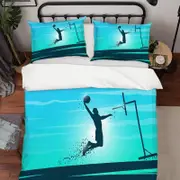 3D Blue Basketball Player Dunk Quilt Cover Set Bedding Set Pillowcases 52