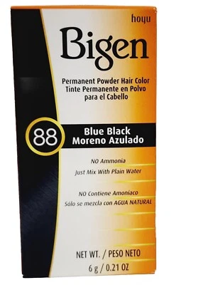 Bigen Hoyu #88 BLUE BLACK Permanent Powder Hair Color Dye WaterMix .21 oz/6g New