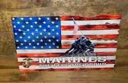 MARINES The Few. The Proud. Iwo Jima American Flag Metal Sign 24x15 inches