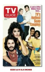 HOTTEST SOAP COUPLES FRIDGE MAGNET 1985 TV GUIDE COVER 3.5 X 5.5 "
