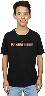 [Absolute Cult] Star Wars Boys The Mandalorian Series Logo T-Shirt Black 12-13 years