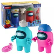 Among Us Series 2 Action Figures 2 Pack Pink and Cyan Video Game Play Gift
