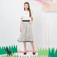 在飛比找momo購物網優惠-【MASTINA】全鬆緊撞色印花中長裙(黑 白)
