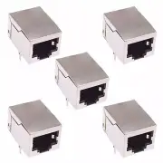5 x 8 Pin RJ45 Right Angle Socket with Shield PCB Mount