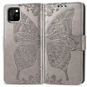 For iPhone 11 Pro Case, Butterfly Love PU Leather Wallet Cover, Grey