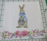 THREE DECORATIVE LUNCHEON NAPKINS for DECOUPAGE "Bunny with Basket"