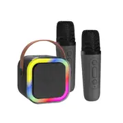 Laser Mini Karaoke Speaker with 2 Mics (Black)