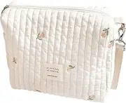 Acunny Lightweight Pram Bag Organiser, Multifunctional Stylish Embroidery Organiser Bag, with Drink Holder, Pram Hook, Shoulder Strap Used as a Handbag