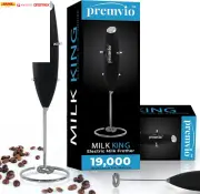 Powerful Milk Frother with Stand – Handheld Electric Foam Maker for Coffee, Latt