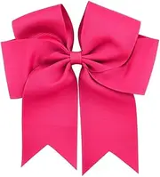 [Koolgil] Girl's 6 Inch Pure Color Fishtail Double Layer Ribbon Bowknot Hair Clip for Photography Travel Daily Life (Fuchsia)