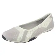 Ladies Down To Earth Flat Ballerina Shoes F8991 White UK 6
