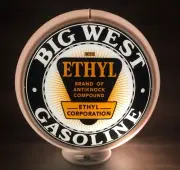 BIG WEST ETHYL Gas Globe, Special Reproduction, 13.5", Includes Plastic Body