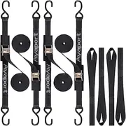 Ayaport Cam Buckle Tie Down Straps 6 feet 2200lbs Break Strength Securing Straps with S Hooks for Motorcycle, Kayak, Car, Truck, Boat, Dirt Bike, Pack of 4 (6ft)