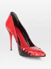 Red & Black Python Pumps