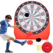 Costway Foldable & Portable Dartboard Soccer Target Dartboard w/4 Kick Balls & 1 Bag Red