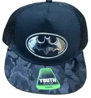 BATMAN Silver raised 9Black & Camo Adjustable hat Cap YOUTH OSFM DC Comics