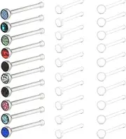 [KkvoGmle] 30Pcs Clear Piercing Retainer, Clear Nose Studs, Nose Piercing Retainer, Invisible Acrylic Nose Lip Rings Jewelry for Work, Surgery, and Sports, 2mm/0.8mm/7mm, Stainless steels and Acrylic