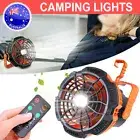 Portable USB Rechargeable LED Fan Camping Lights Lantern Lamp & Hook Remote OZ
