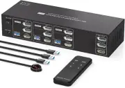 8K60Hz 4K144Hz HDMI+2 Displayport KVM Switch 3 Monitors 3 Computers USB 3.0 KVM
